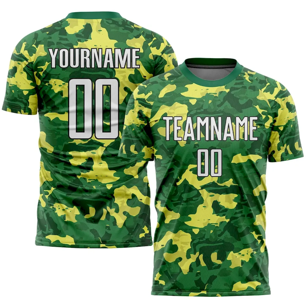 Custom Camo White-Kelly Green Sublimation Salute To Service rugby Uniform Jersey