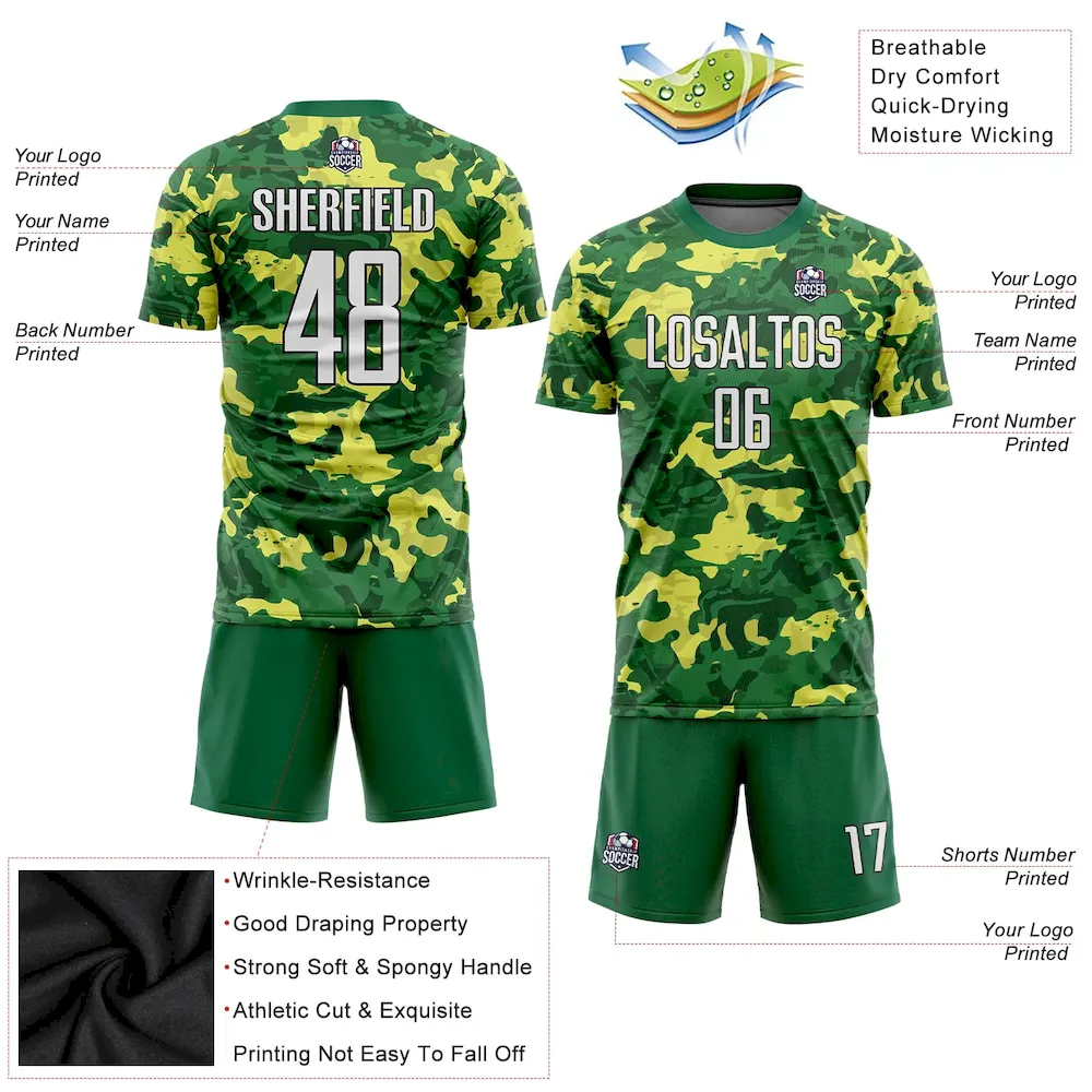 Custom Camo White-Kelly Green Sublimation Salute To Service rugby Uniform Jersey