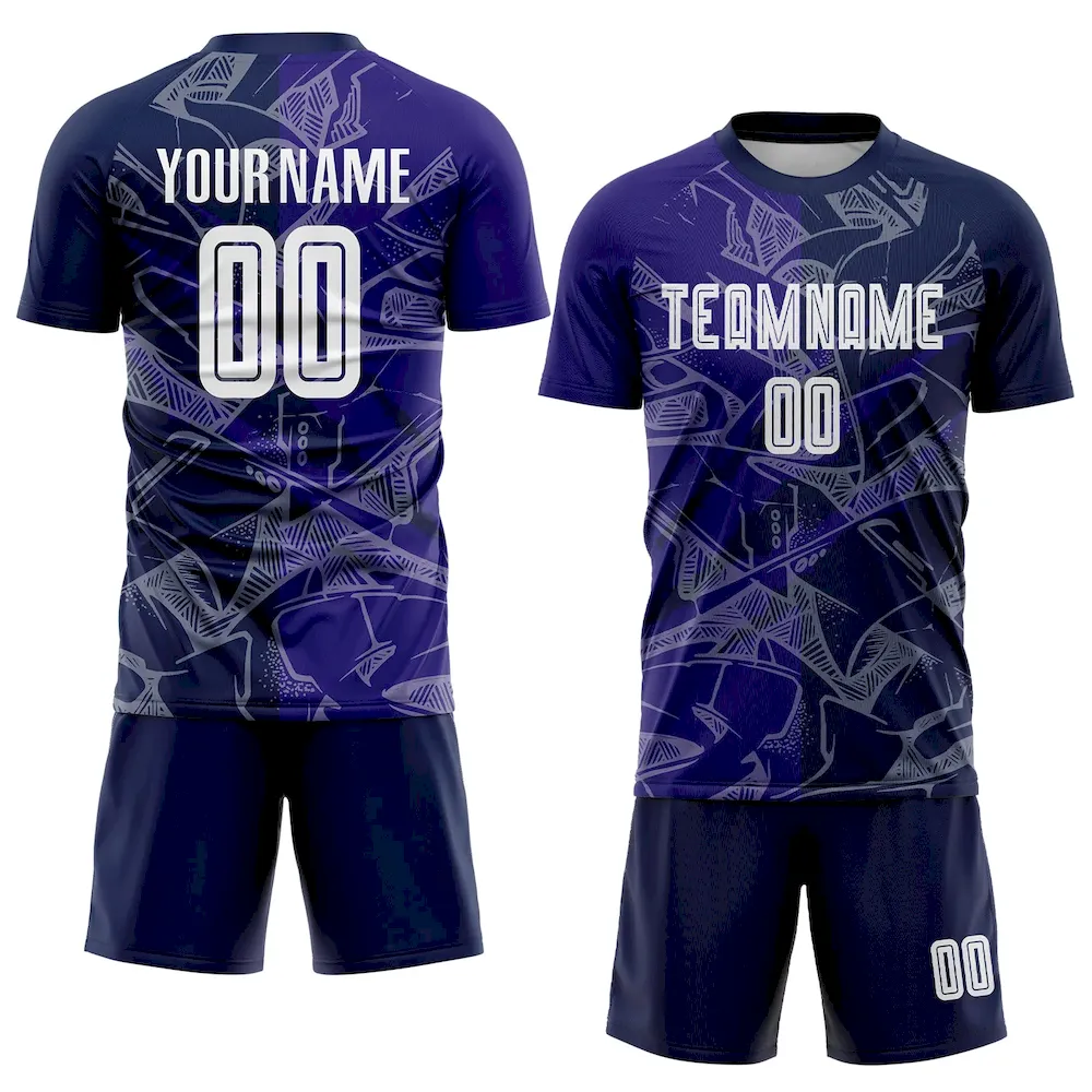 Custom Graffiti Pattern Dark Purple-Navy Scratch Sublimation rugby Uniform Jersey