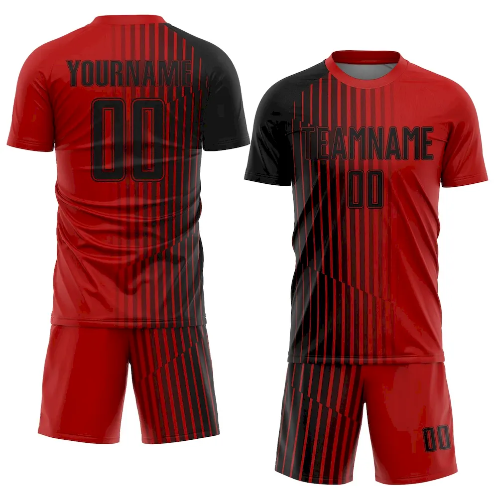 Custom Red Black Lines Sublimation rugby Uniform Jersey Custom Red Black Lines Sublimation rugby Uniform Jersey