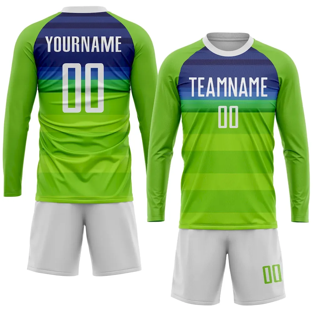Custom Neon Green White-Royal Sublimation rugby Uniform Jersey