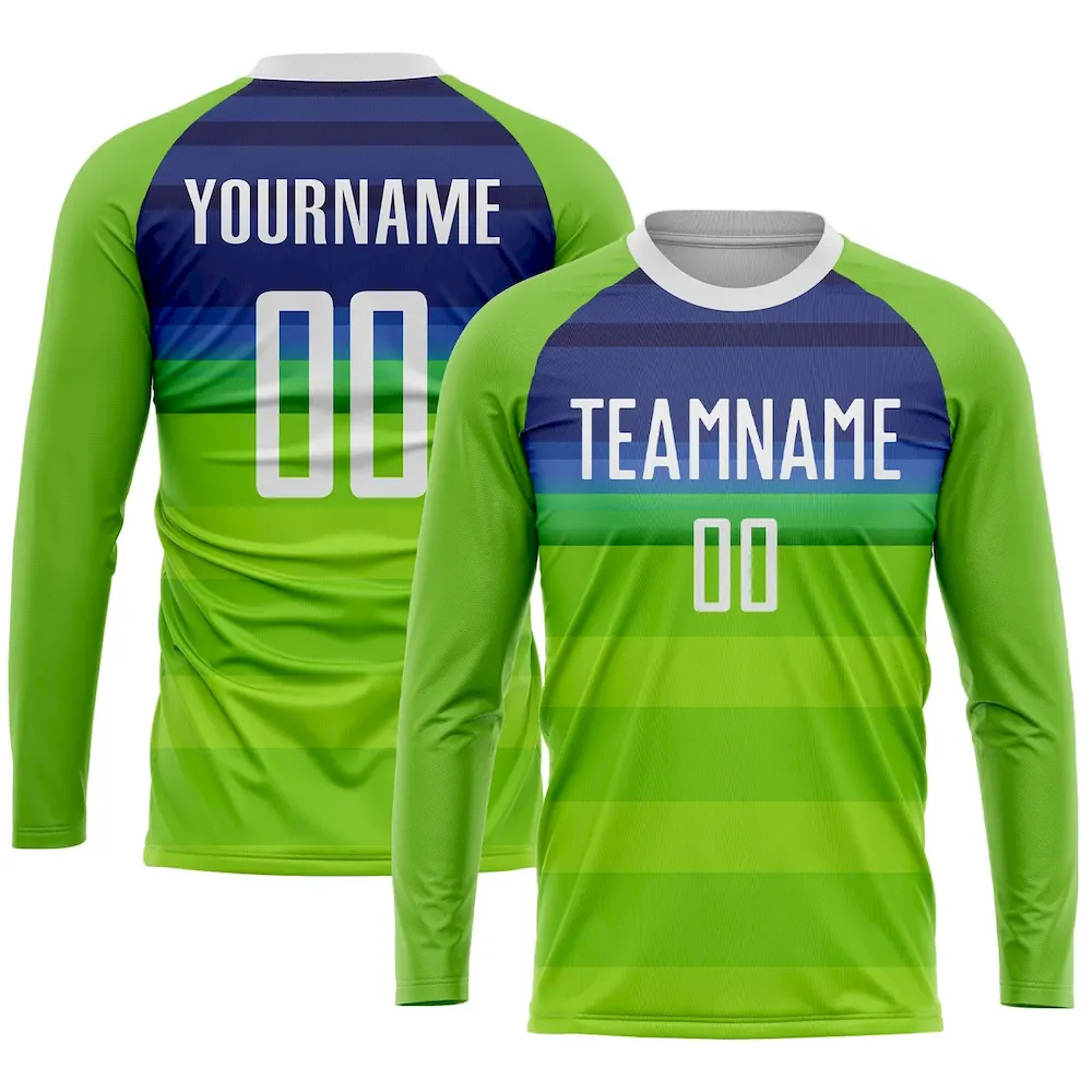 Custom Neon Green White-Royal Sublimation rugby Uniform Jersey