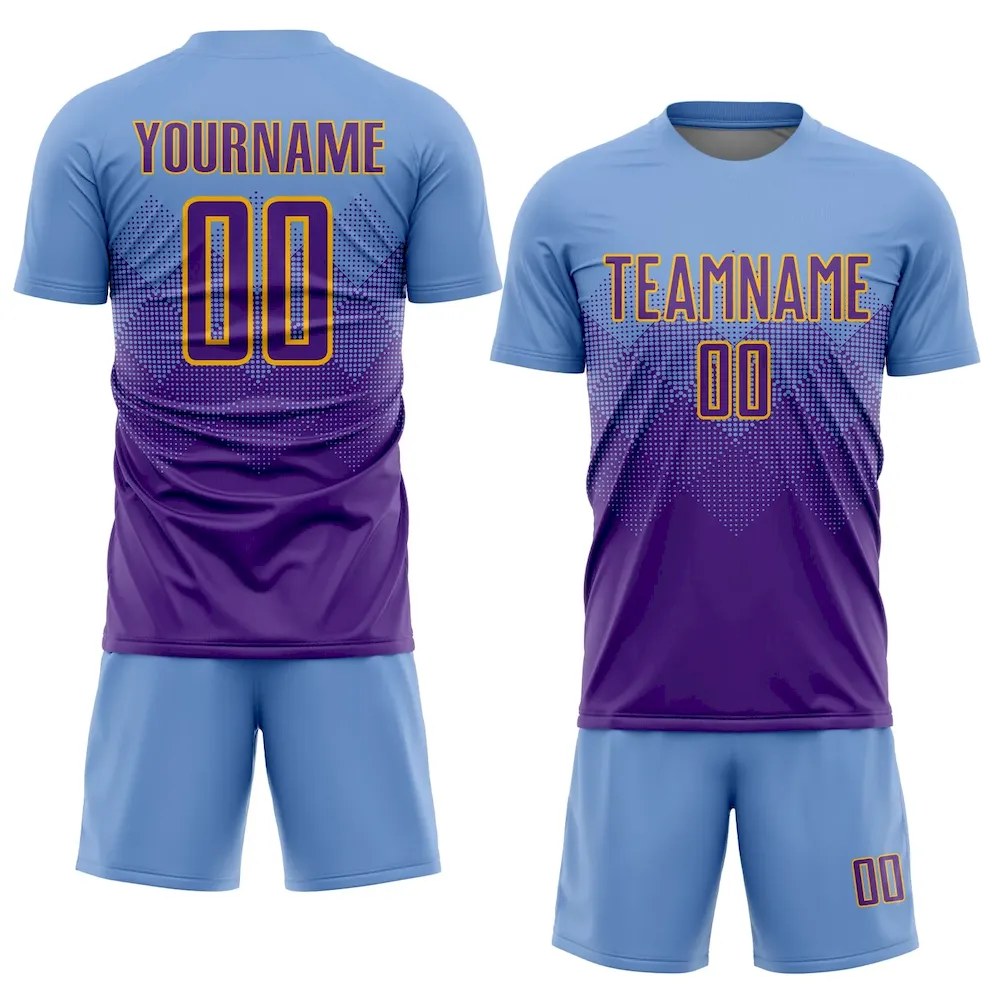 Custom Light Blue Purple-Gold Sublimation rugby Uniform Jersey Custom Light Blue Purple-Gold Sublimation rugby Uniform Jersey