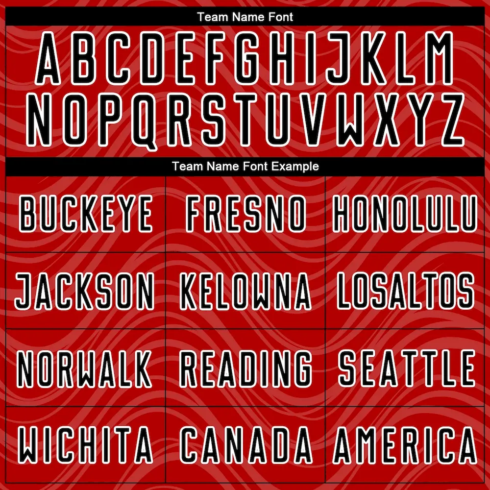 Custom Red Black-White Wavy Lines Sublimation rugby Uniform Jersey