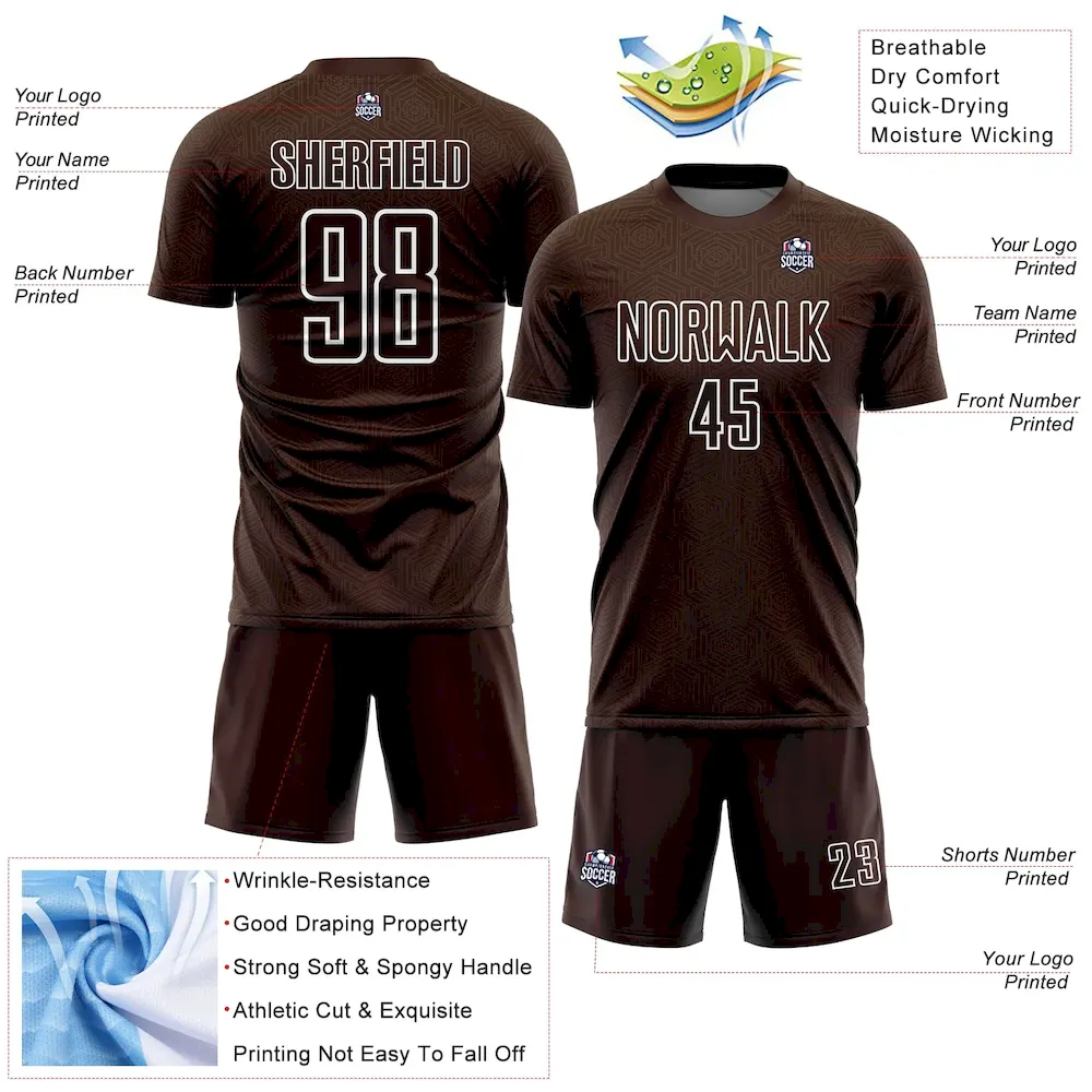 Custom Brown White Geometric Shape Sublimation rugby Uniform Jersey