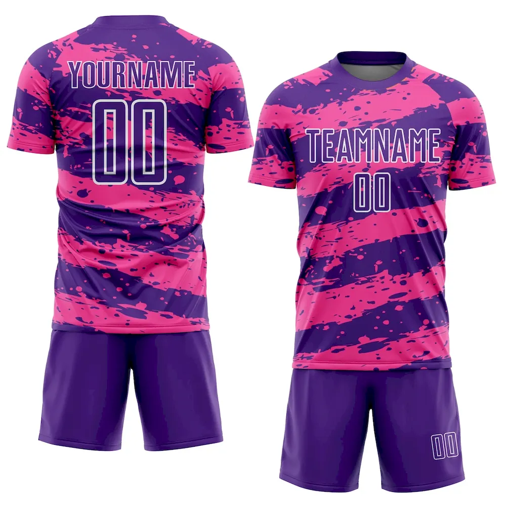 Custom Purple Pink-White Splash Sublimation rugby Uniform Jersey Custom Purple Pink-White Splash Sublimation rugby Uniform Jersey
