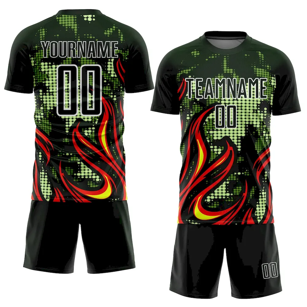 Custom Olive Red-Gold Flame Sublimation Salute To Service rugby Uniform Jersey