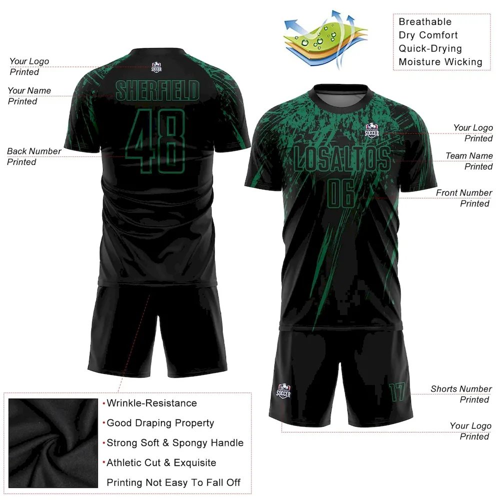 Custom Black Kelly Green Sublimation rugby Uniform Jersey
