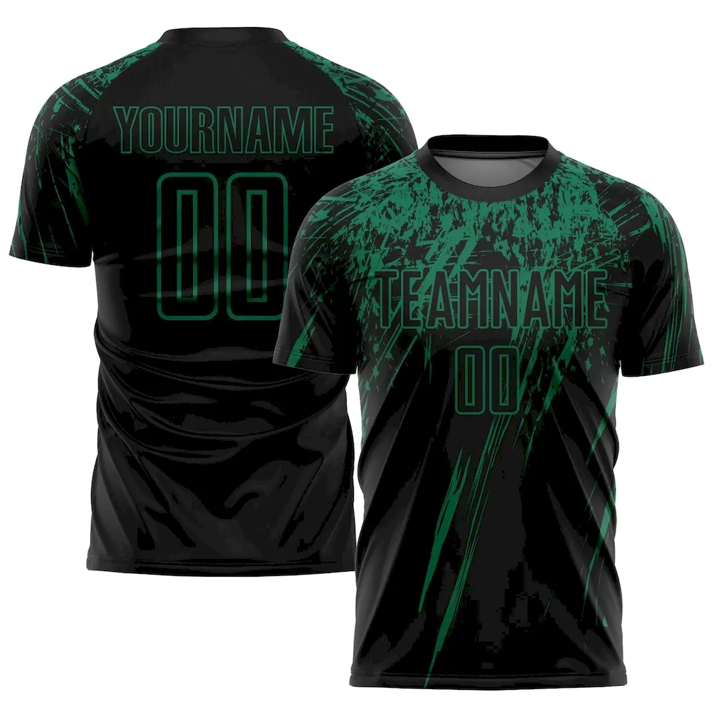 Custom Black Kelly Green Sublimation rugby Uniform Jersey