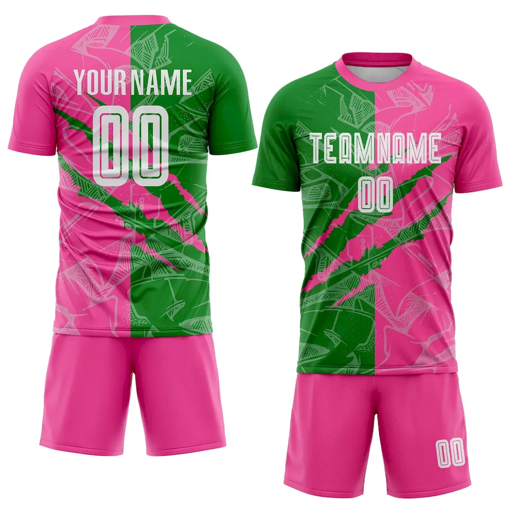 Custom Graffiti Pattern Grass Green-Pink Scratch Sublimation rugby Uniform Jersey Custom Graffiti Pattern Grass Green-Pink Scratch Sublimation rugby Uniform Jersey