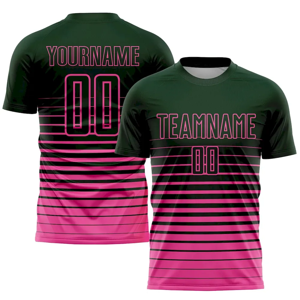 Custom Green Pink Pinstripe Fade Fashion Sublimation rugby Uniform Jersey