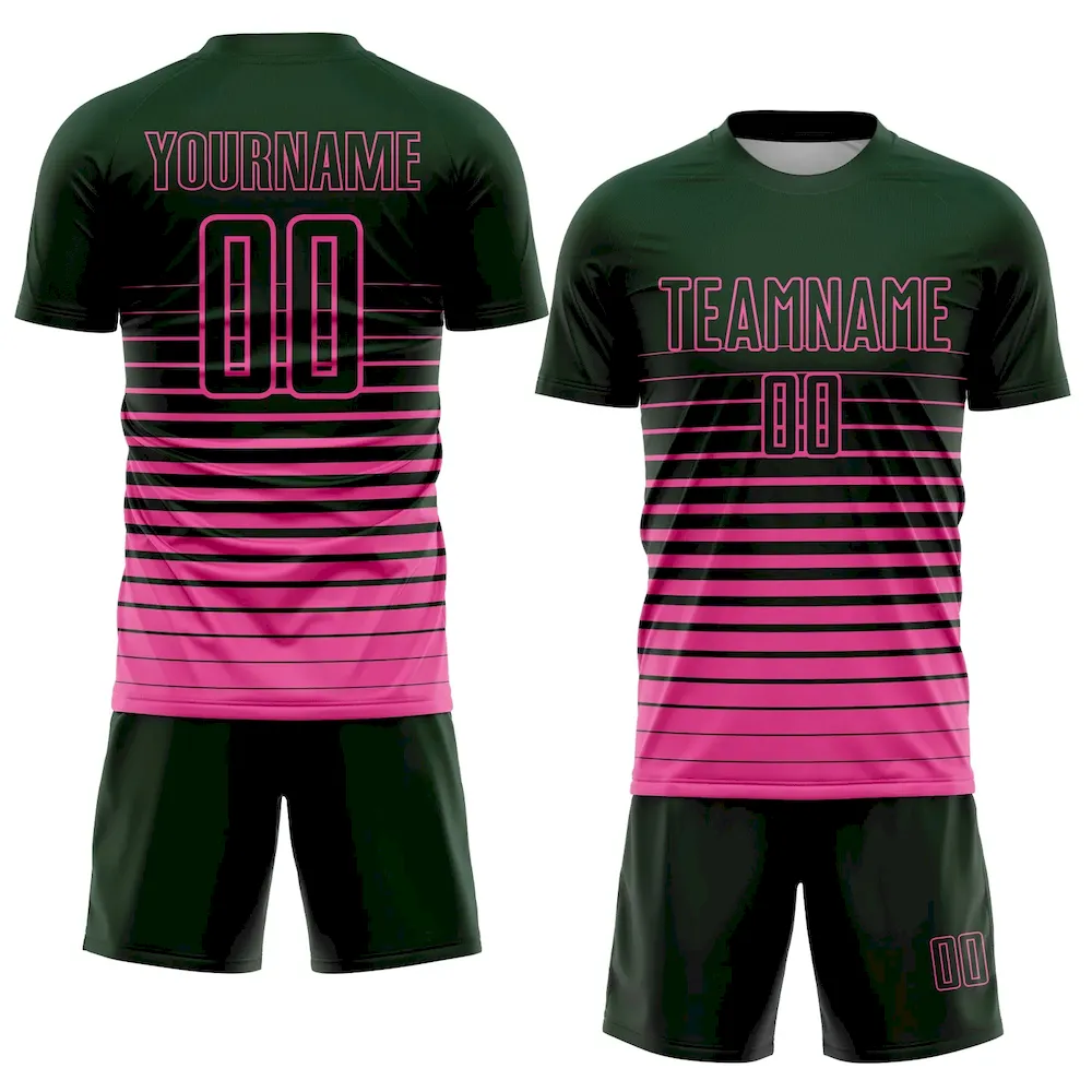 Custom Green Pink Pinstripe Fade Fashion Sublimation rugby Uniform Jersey