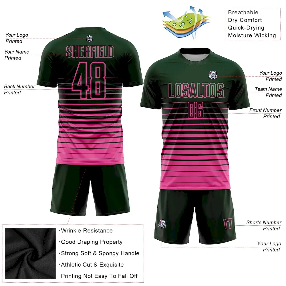Custom Green Pink Pinstripe Fade Fashion Sublimation rugby Uniform Jersey