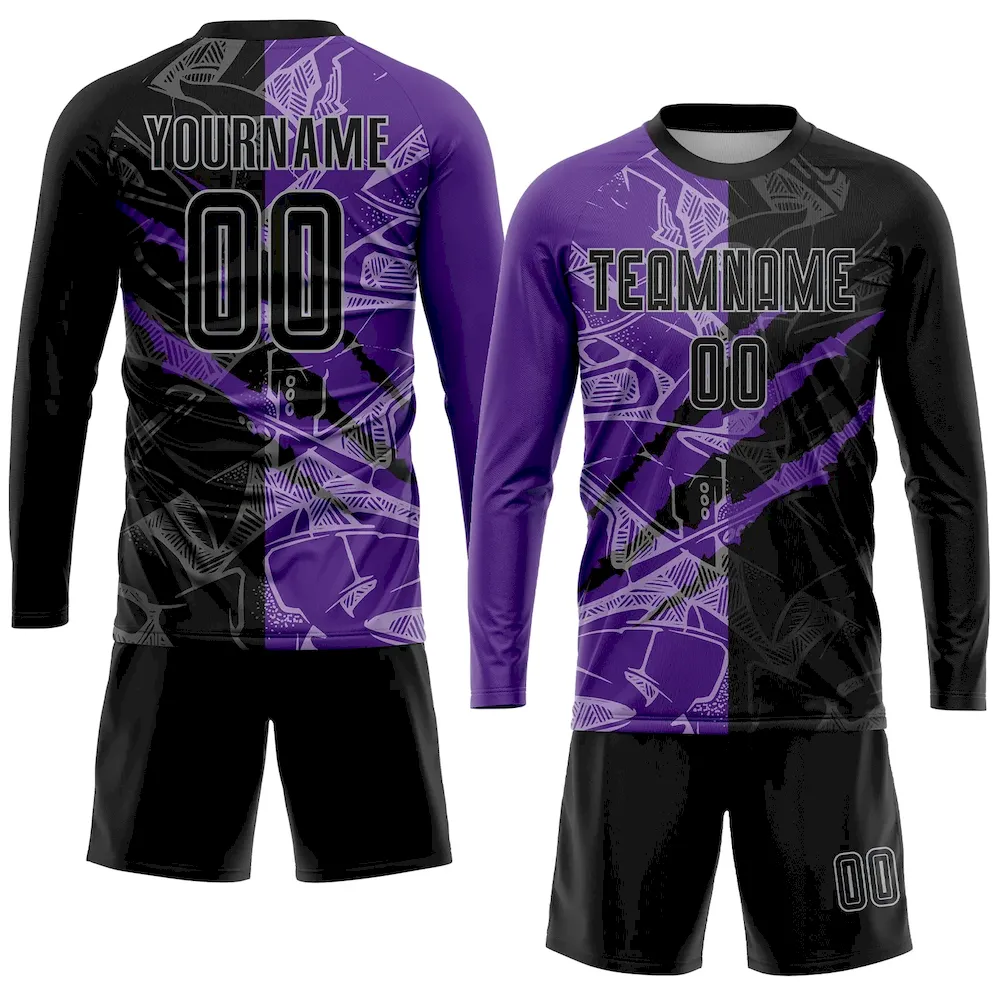 Custom Graffiti Pattern Black Purple-Gray Scratch Sublimation rugby Uniform Jersey