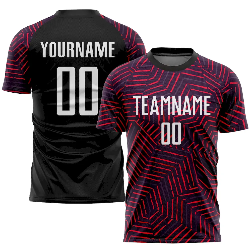 Custom Black White-Red Sublimation rugby Uniform Jersey