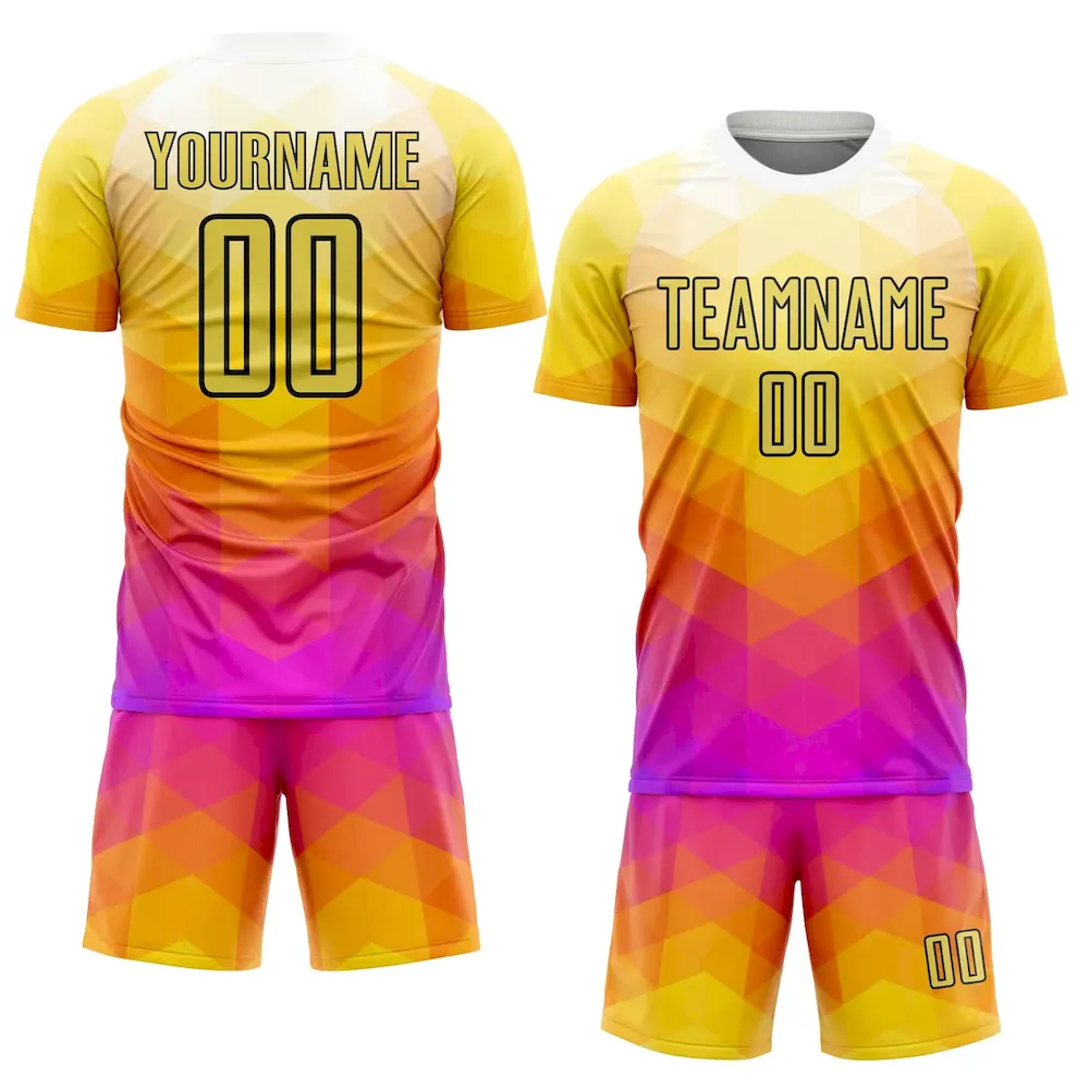 Custom Yellow Hot Pink-Black Geometric Shapes Sublimation rugby Uniform Jersey Custom Yellow Hot Pink-Black Geometric Shapes Sublimation rugby Uniform Jersey