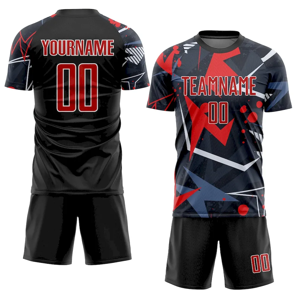 Custom Black Red-White Sublimation rugby Uniform Jersey