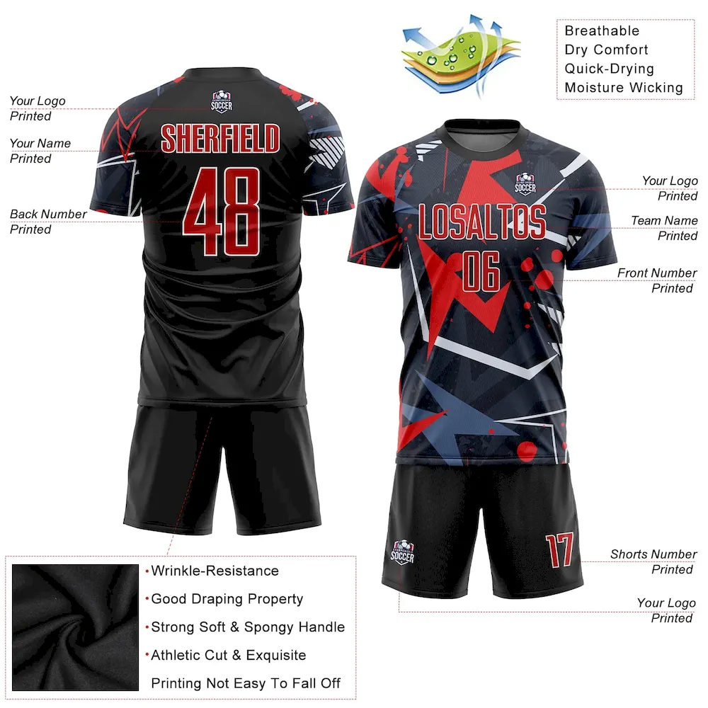 Custom Black Red-White Sublimation rugby Uniform Jersey