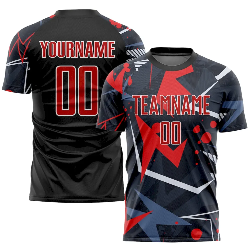 Custom Black Red-White Sublimation rugby Uniform Jersey