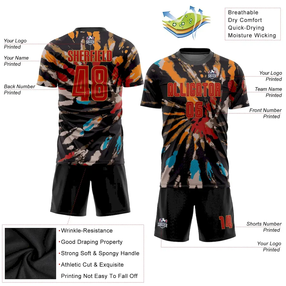 Custom Tie Dye Red-Old Gold Sublimation rugby Uniform Jersey Custom Tie Dye Red-Old Gold Sublimation rugby Uniform Jersey