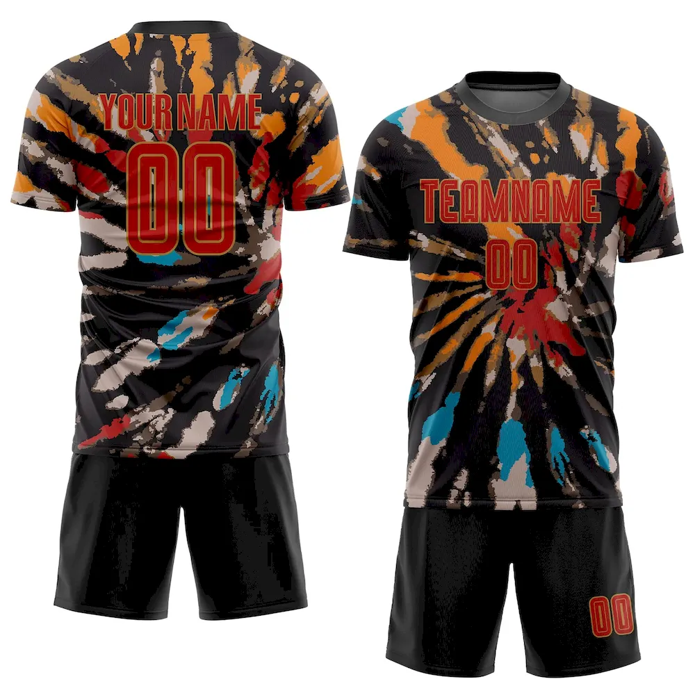 Custom Tie Dye Red-Old Gold Sublimation rugby Uniform Jersey Custom Tie Dye Red-Old Gold Sublimation rugby Uniform Jersey