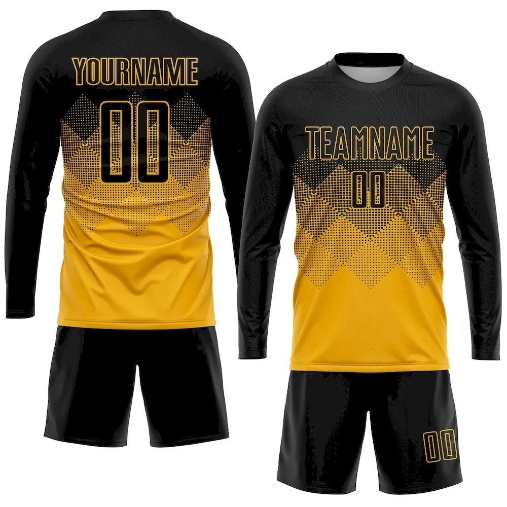 Custom Gold Black Sublimation rugby Uniform Jersey