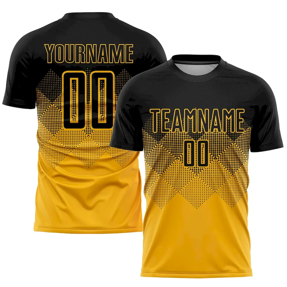Custom Gold Black Sublimation rugby Uniform Jersey