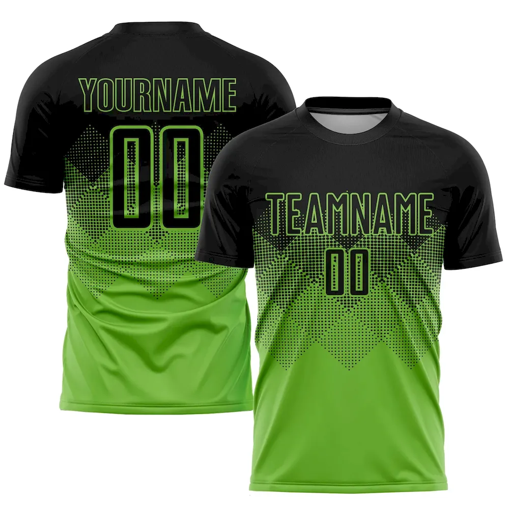 Custom Neon Green Black Sublimation rugby Uniform Jersey