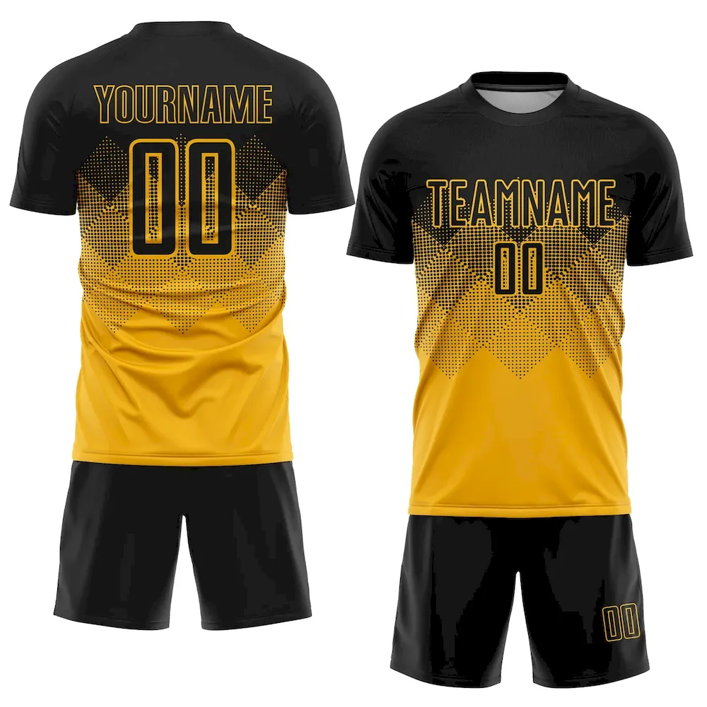 Custom Gold Black Sublimation rugby Uniform Jersey