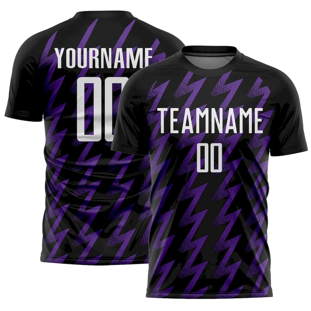 Custom Black White-Purple Zigzag Shape Sublimation rugby Uniform Jersey