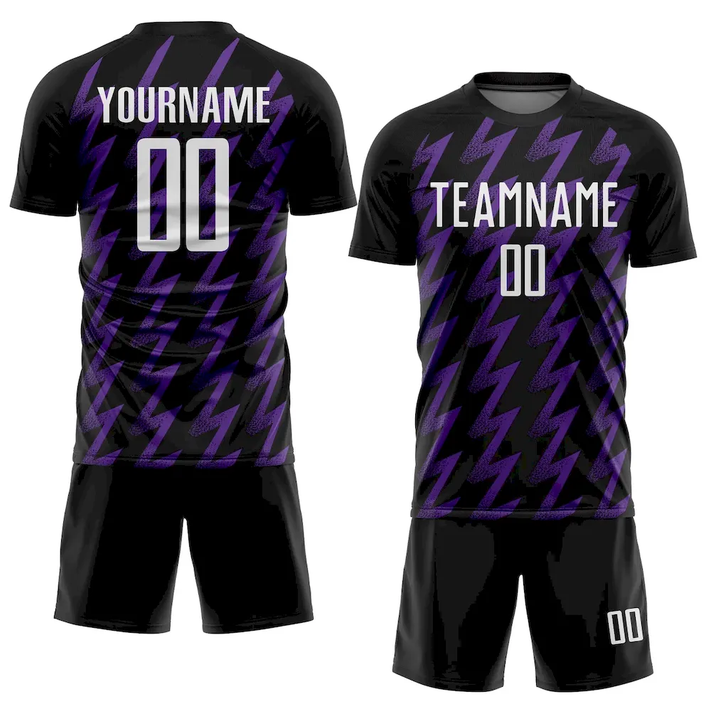 Custom Black White-Purple Zigzag Shape Sublimation rugby Uniform Jersey