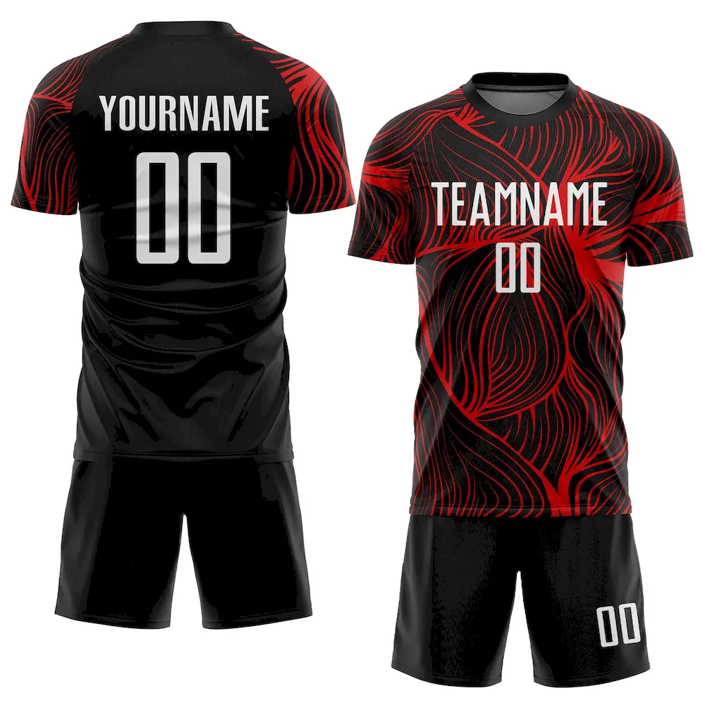 Custom Black White-Red Sublimation rugby Uniform Jersey
