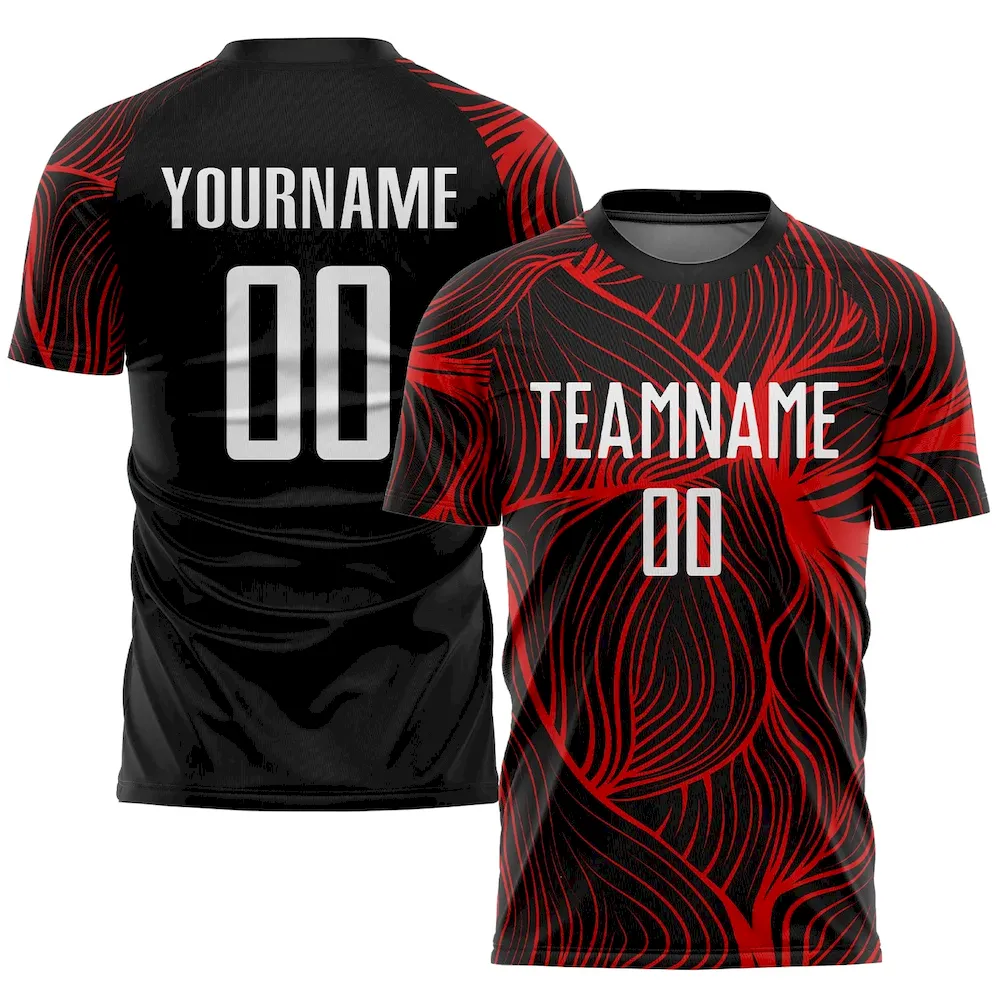 Custom Black White-Red Sublimation rugby Uniform Jersey