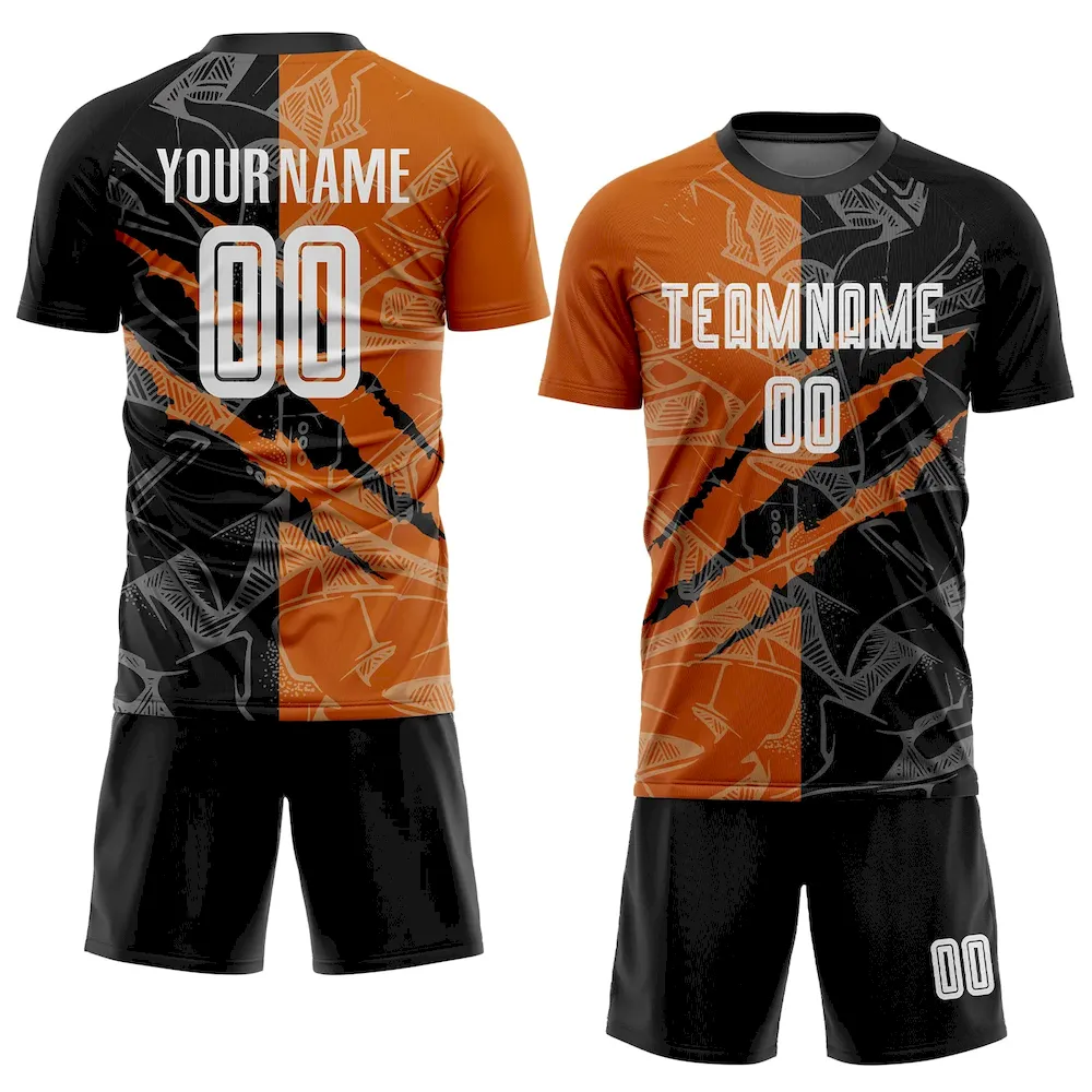Custom Graffiti Pattern Black-Texas Orange Scratch Sublimation rugby Uniform Jersey