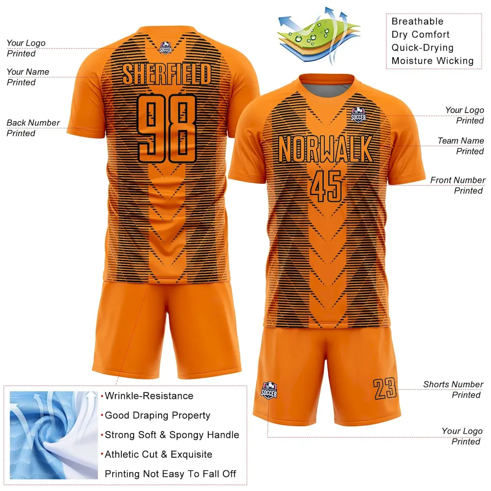 Custom Bay Orange Black Lines Sublimation rugby Uniform Jersey