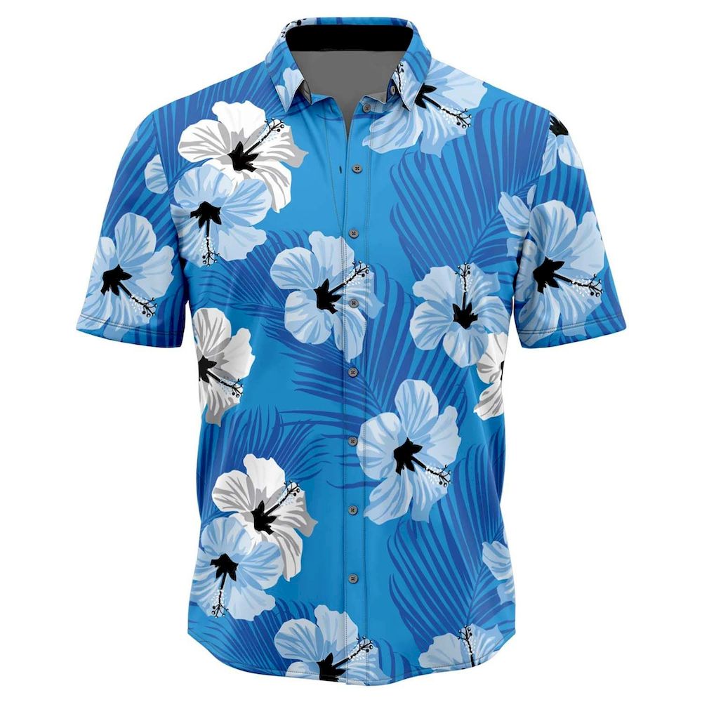 Summer Men’s Blue Floral Short Sleeve Shirt