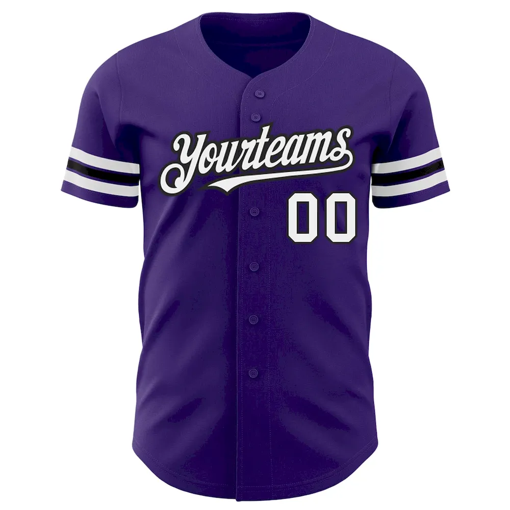Custom Purple White-Black Authentic Cricket Jersey