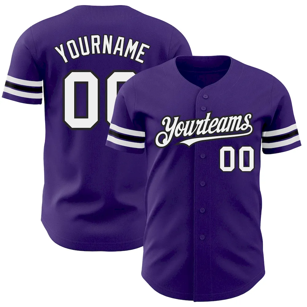 Custom Purple White-Black Authentic Cricket Jersey