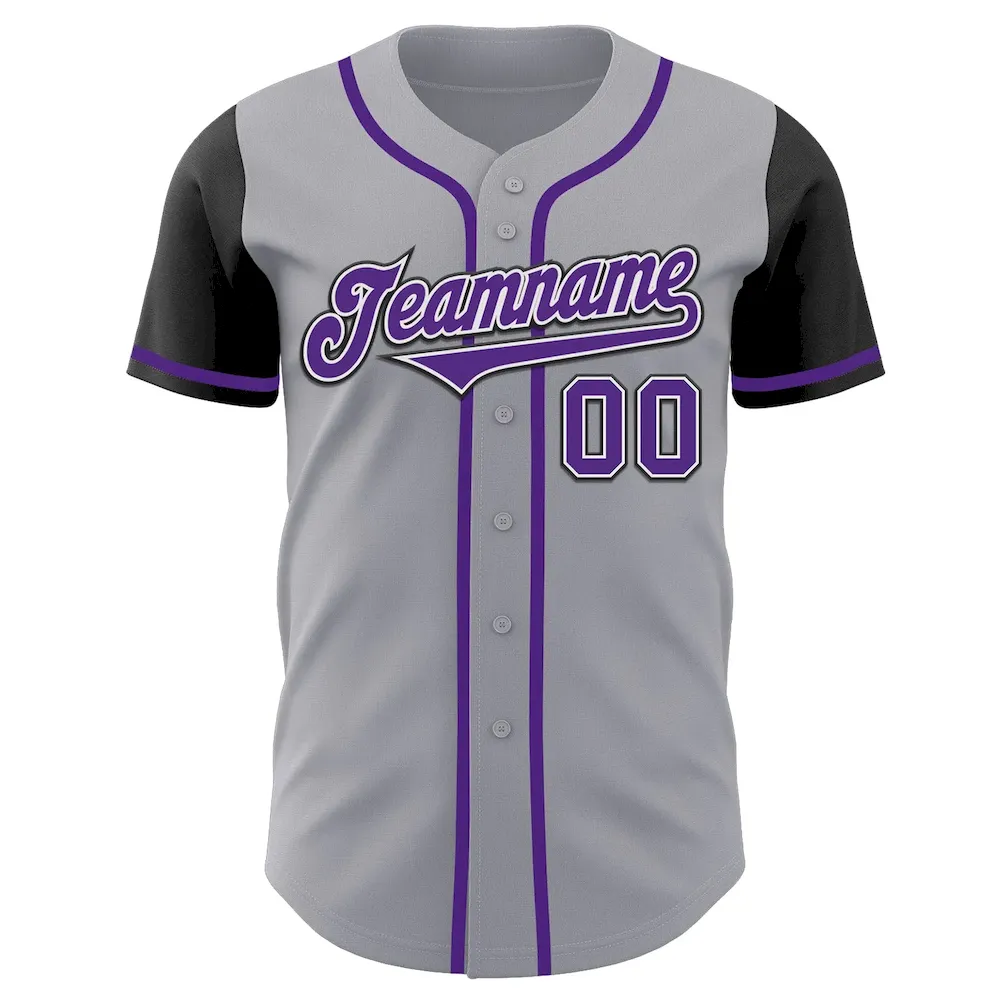 Custom Gray Purple-Black Authentic Two Tone Cricket Jersey