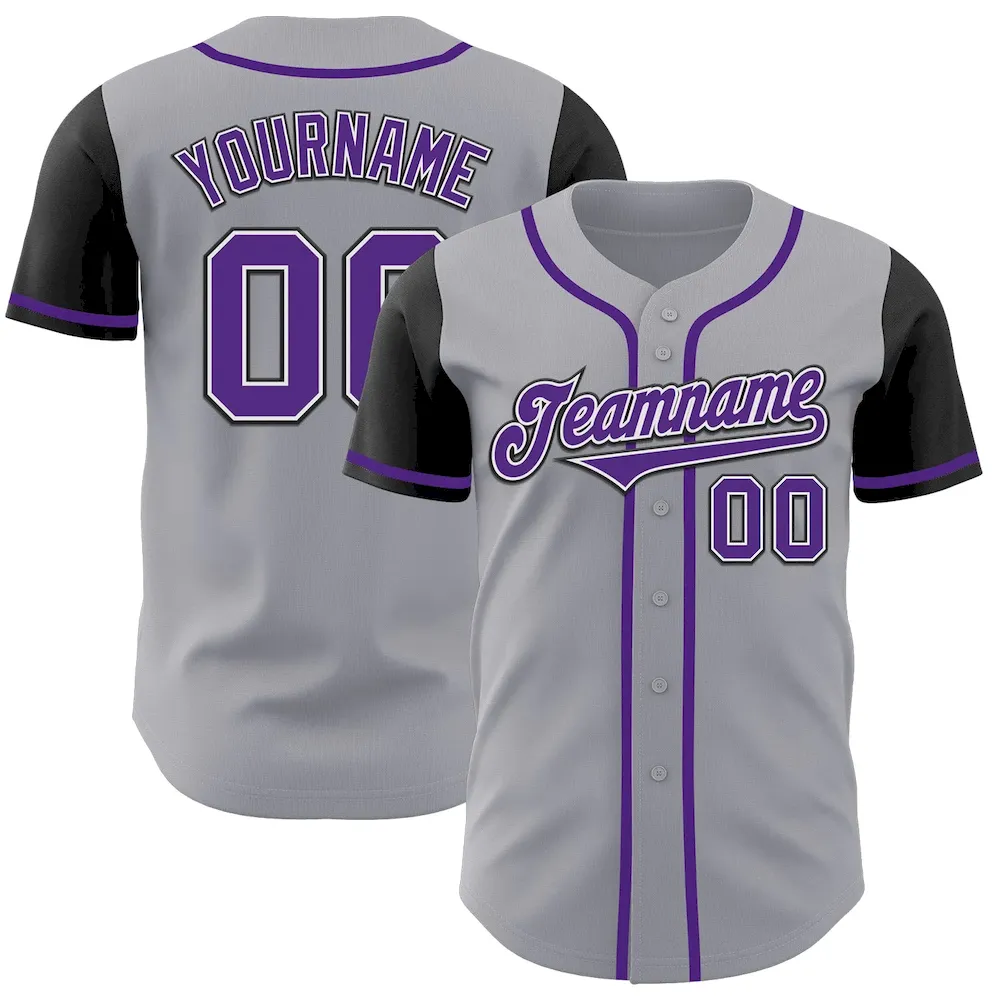 Custom Gray Purple-Black Authentic Two Tone Cricket Jersey