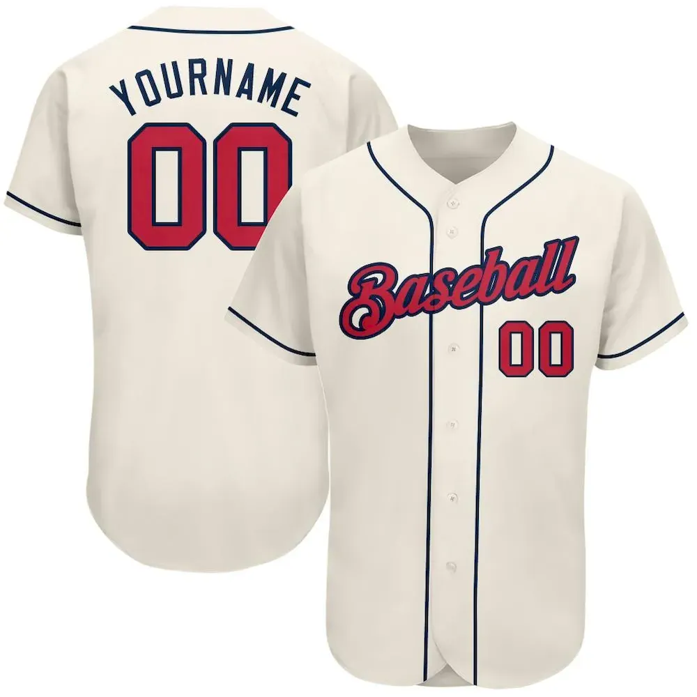 Custom Cream Red-Navy Authentic Cricket Jersey