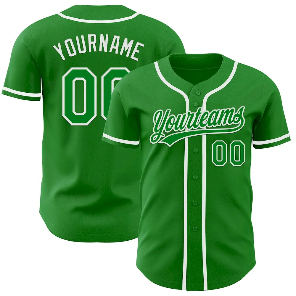 Custom Grass Green White Authentic Cricket Jersey