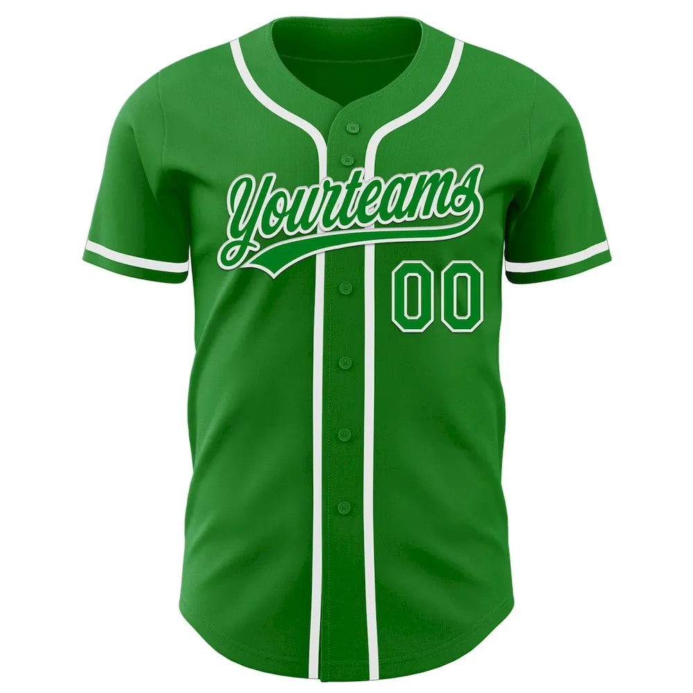 Custom Grass Green White Authentic Cricket Jersey