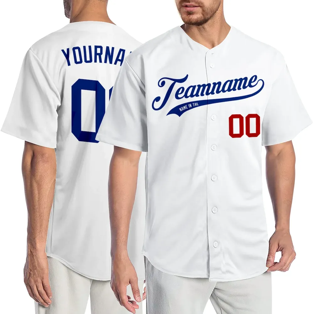 Custom White Royal-Red Authentic Cricket Jersey