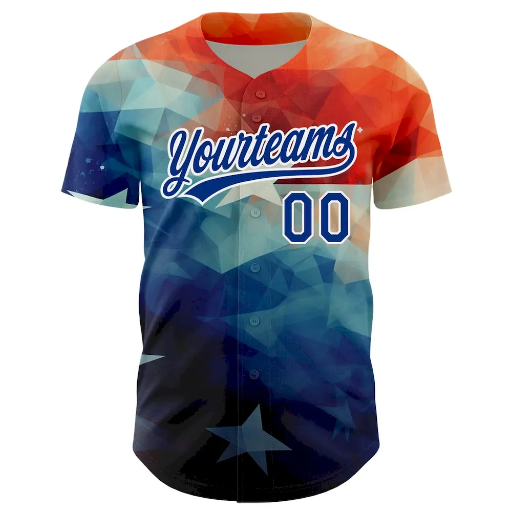 Custom Red Royal-White 3D American Flag Patriotic Authentic Cricket Jersey