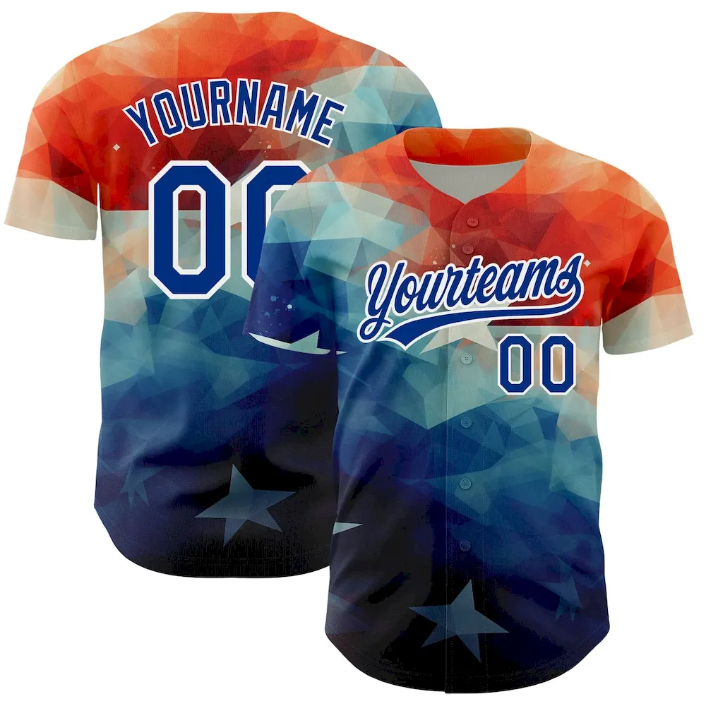 Custom Red Royal-White 3D American Flag Patriotic Authentic Cricket Jersey