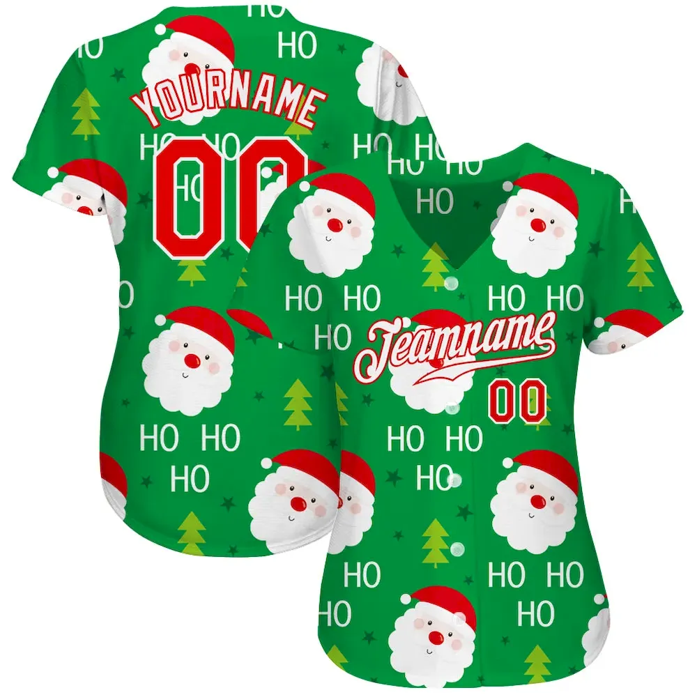 Custom Green Red-White Christmas 3D Authentic Cricket Jersey Custom Green Red-White Christmas 3D Authentic Cricket Jersey