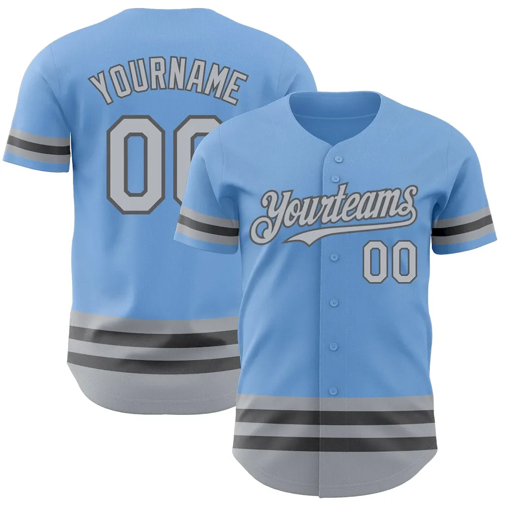 Custom Light Blue Gray-Steel Gray Line Authentic Cricket Jersey
