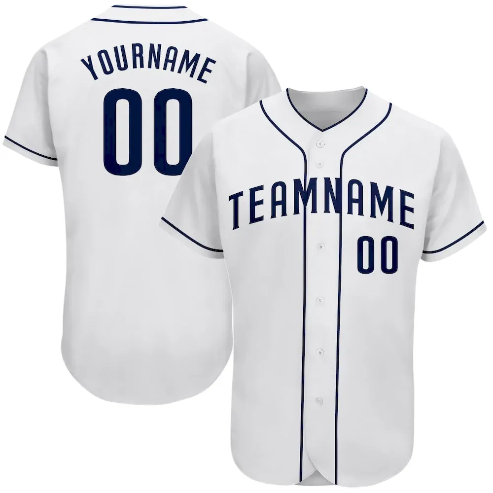 Custom White Navy Authentic Cricket Jersey