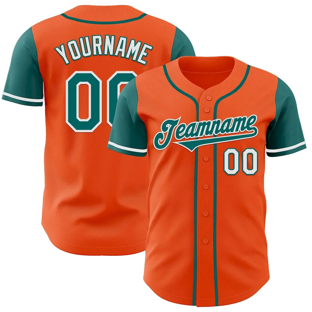 Custom Orange Teal-White Authentic Two Tone Cricket Jersey